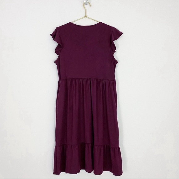Boutique Ruffle Sleeve/Hem Dress w/Pockets Women’s M (8/10) Mulberry - Picture 4 of 13